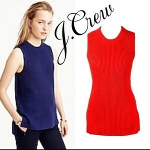 J.CREW red Ribbed Sleeveless Sweater